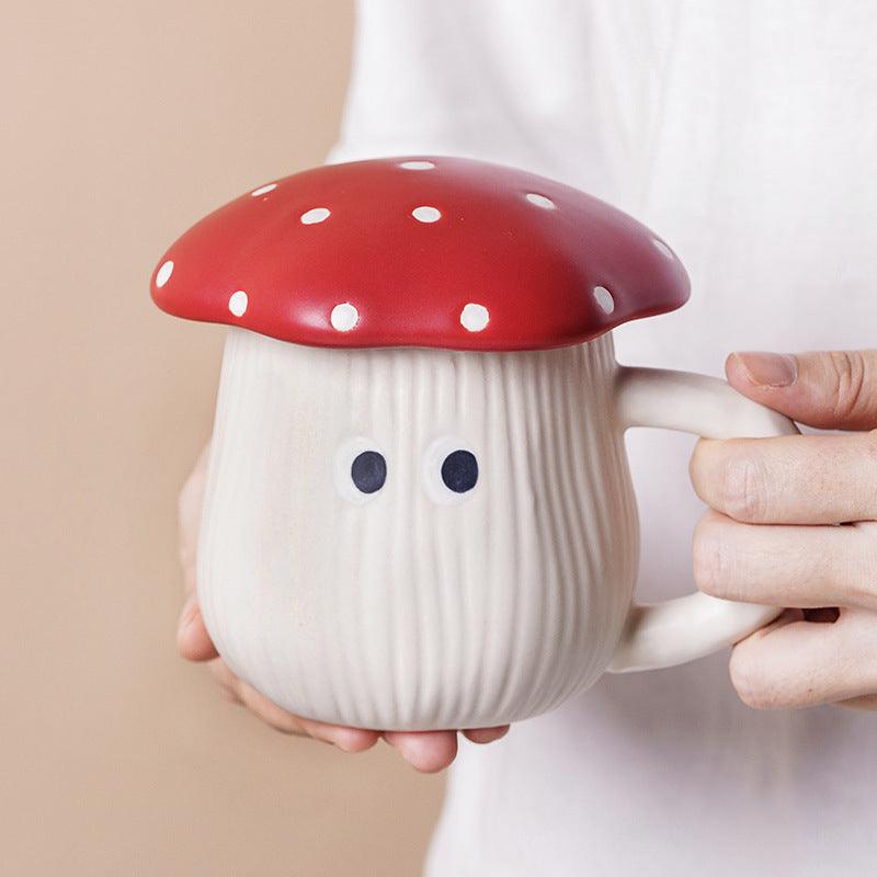 Ensemble en céramique Champignon rouge : tasse et assiette