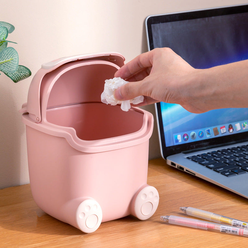 Mini cute desktop trash bin