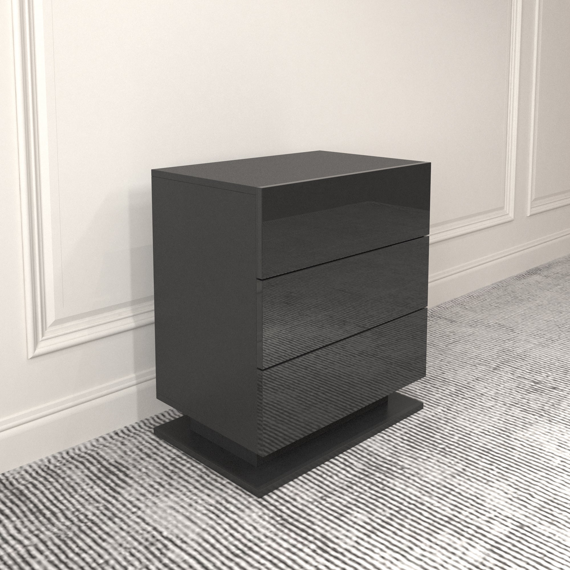 Nightstand 3 Drawers LED