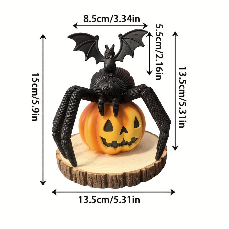 Araña sobre decoración de calabaza de resina