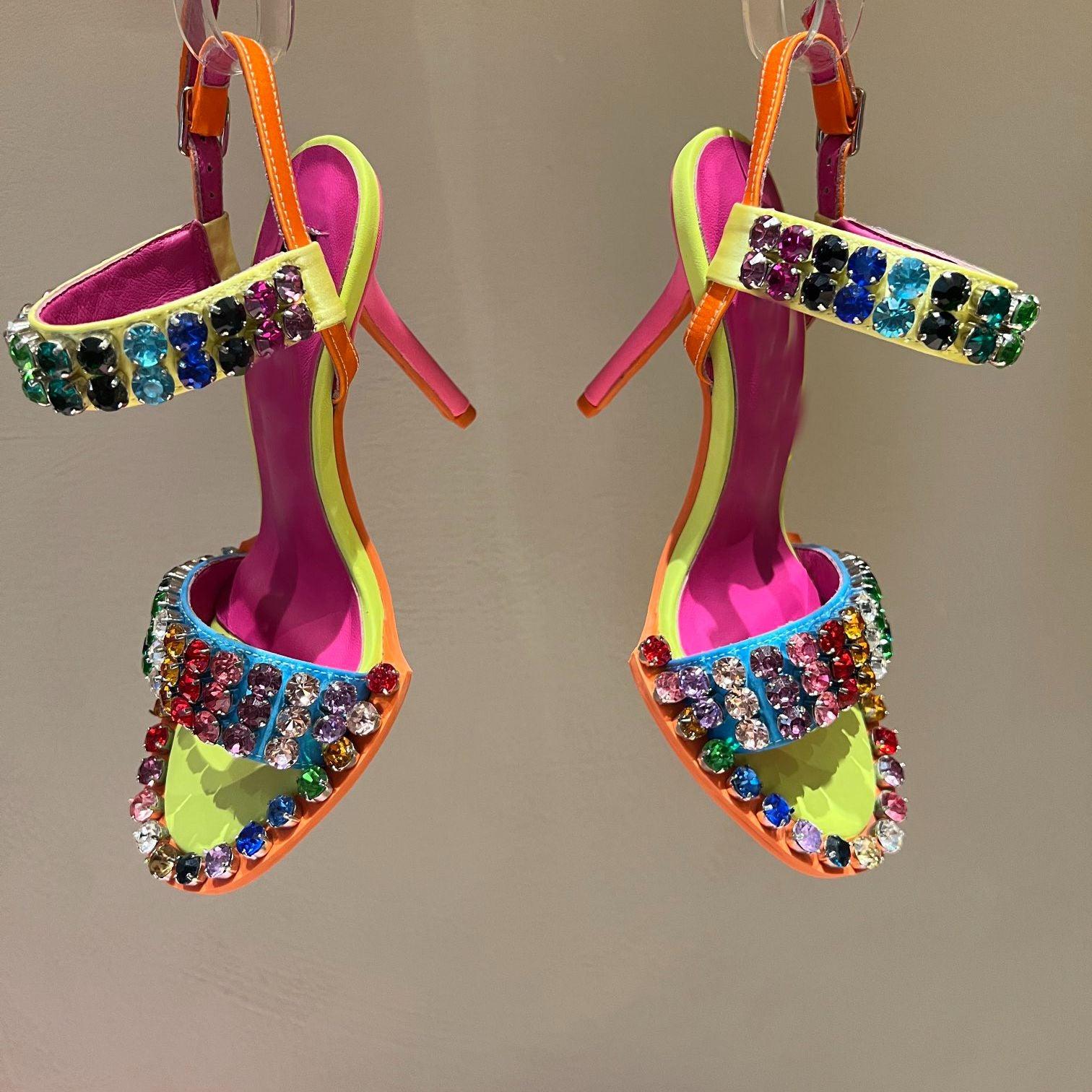 Summer Rhinestone Colorful Heels