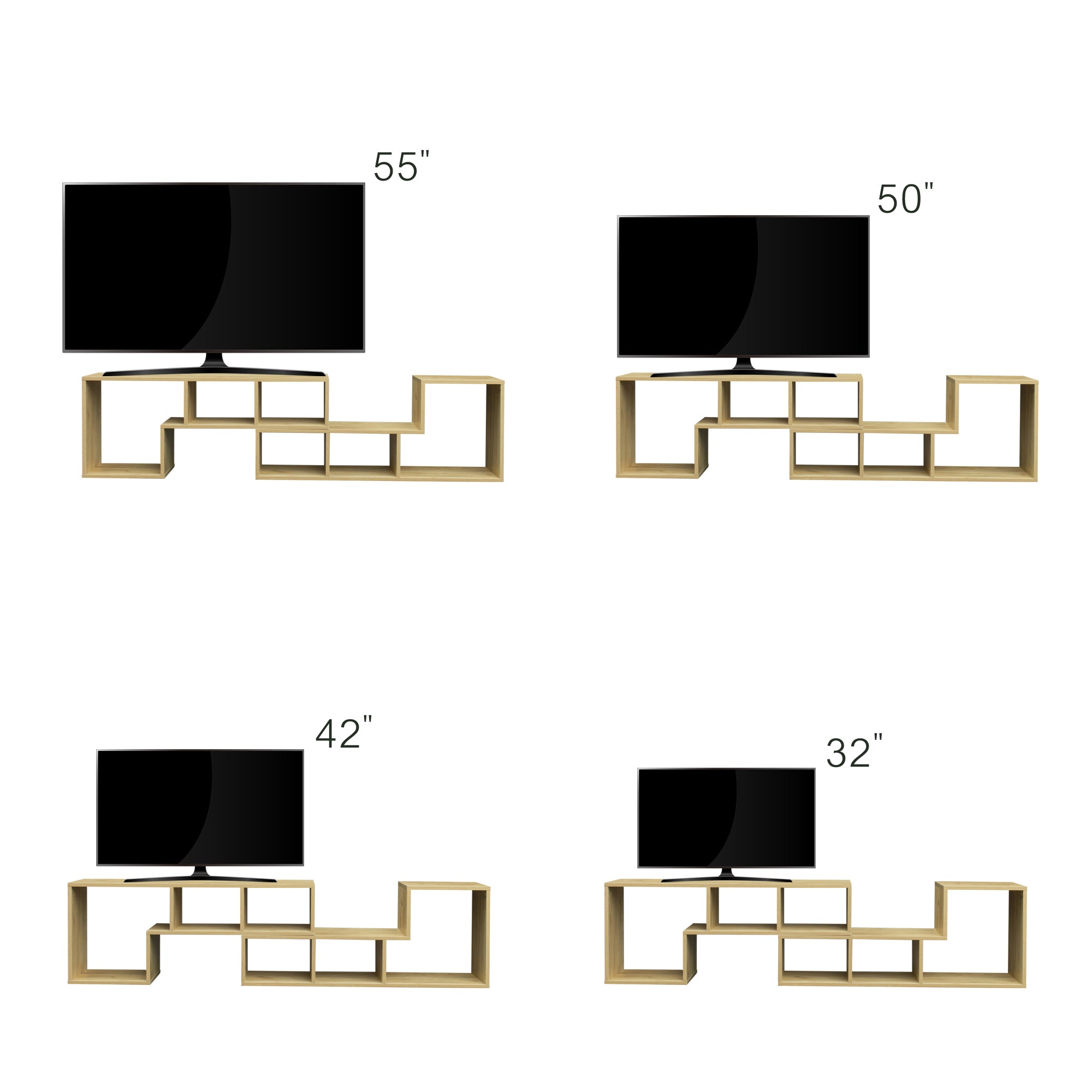 Double L Oak TV Stand