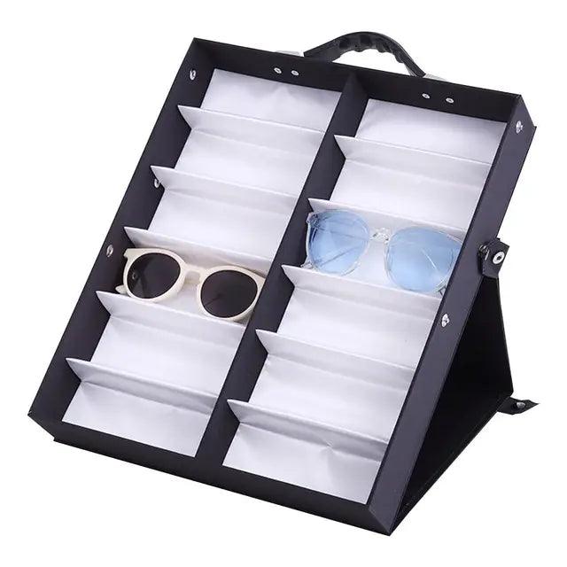 12-Pair Sunglasses Box with Multi-Grid Display