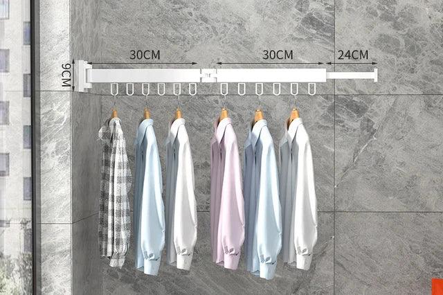 Retractable Cloth Drying Rack, Folding Wall Mount Hanger, Indoor/Outdoor