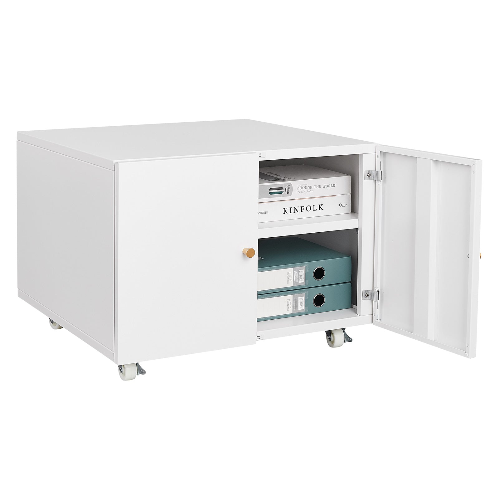 White mobile office cabinet