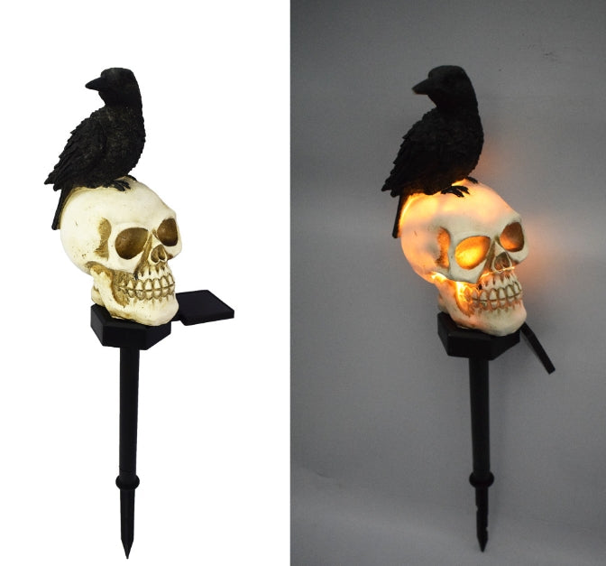 Lampe solaire en forme de crâne pour Halloween