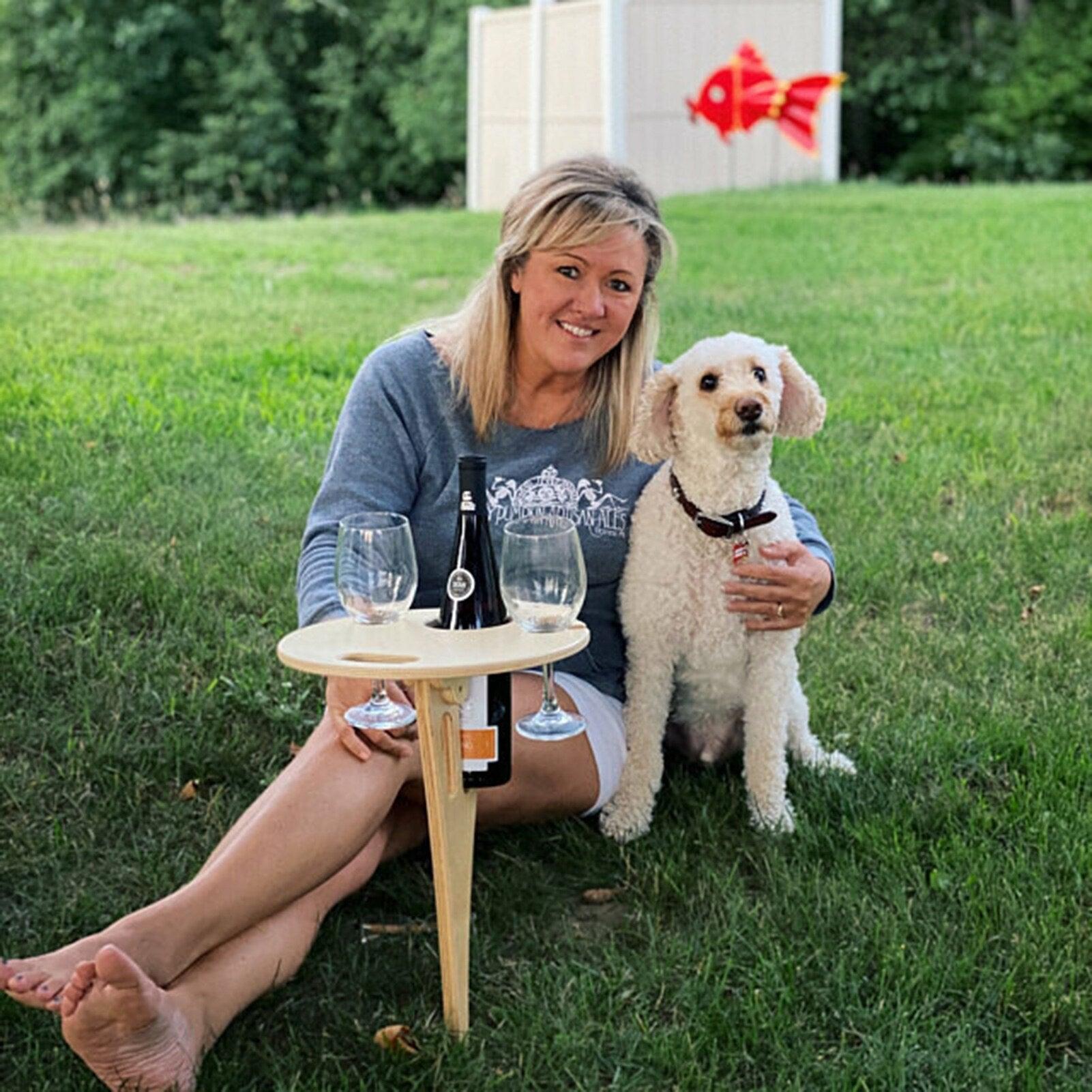 Foldable Wine Table with Rack