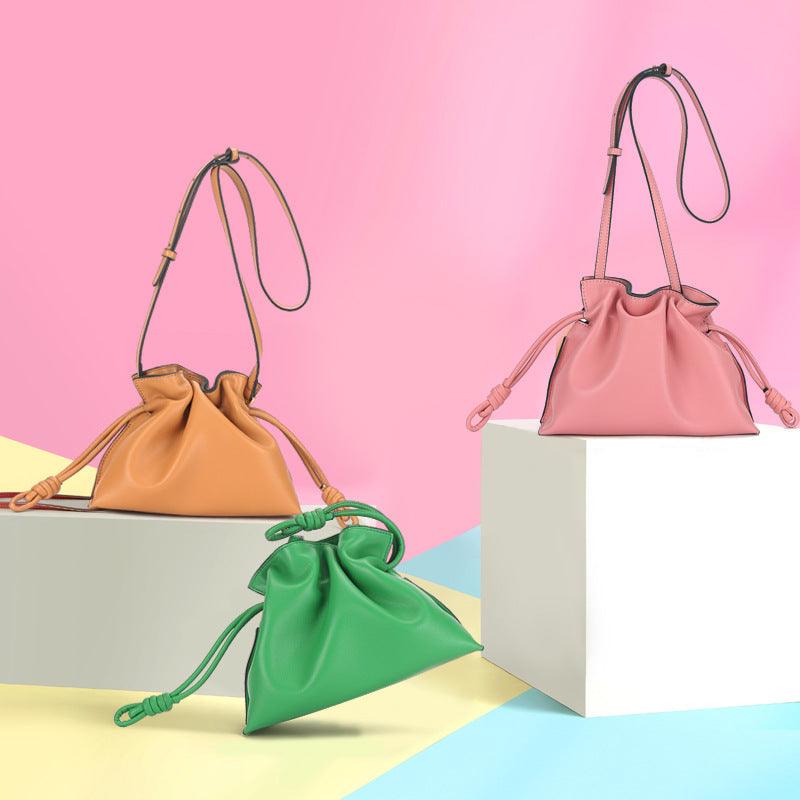 Chic Small Leather Bucket Bag