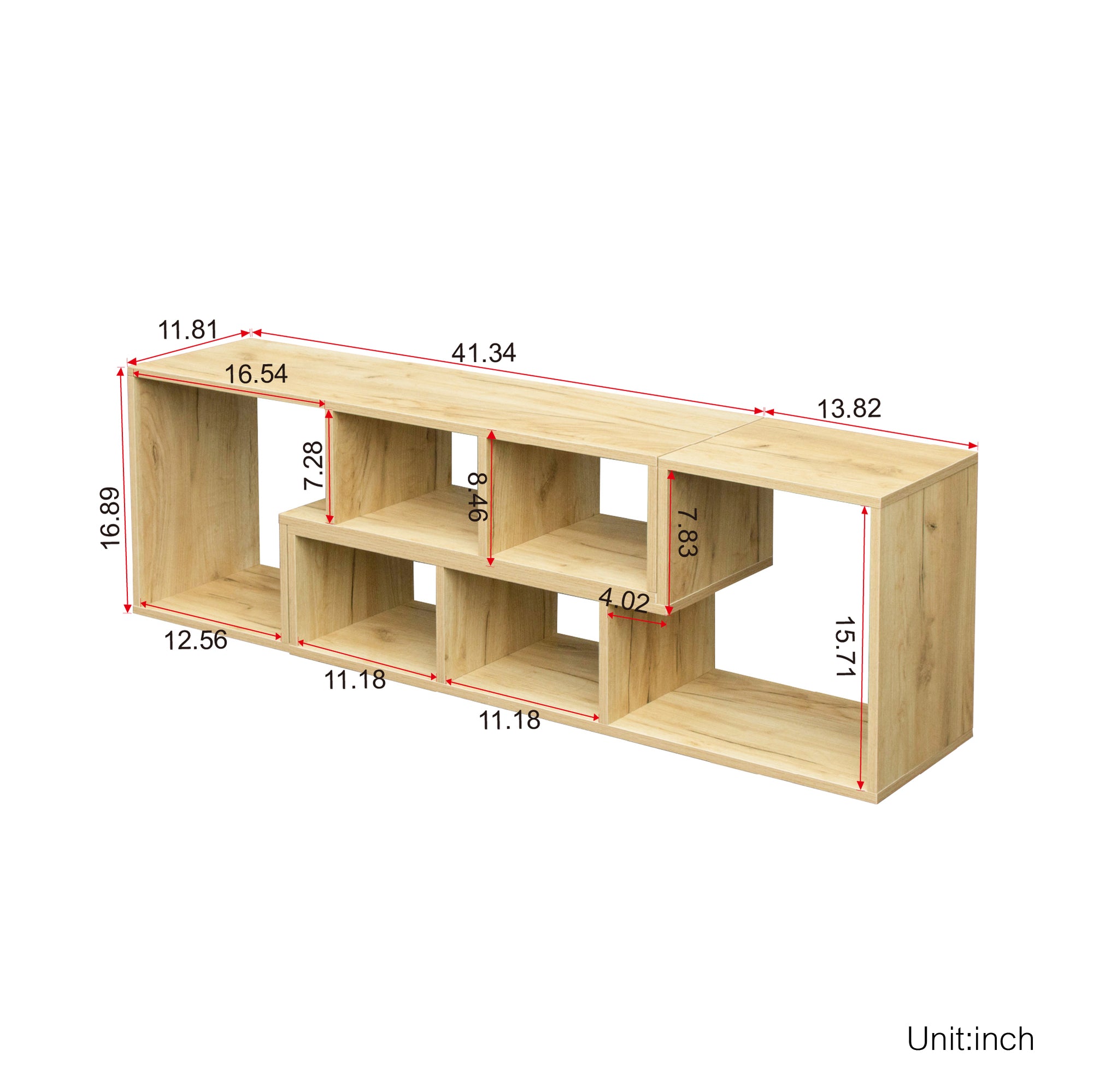 Mueble de TV de roble con doble L