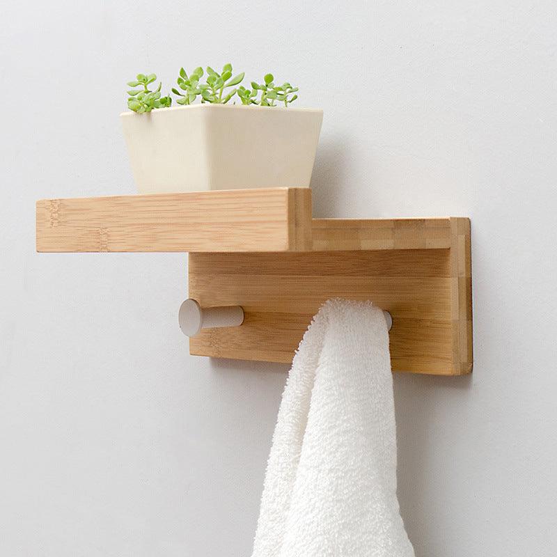 Nordic Bamboo Wall Hook for Clothes and Hats, Creative Wall Shelf