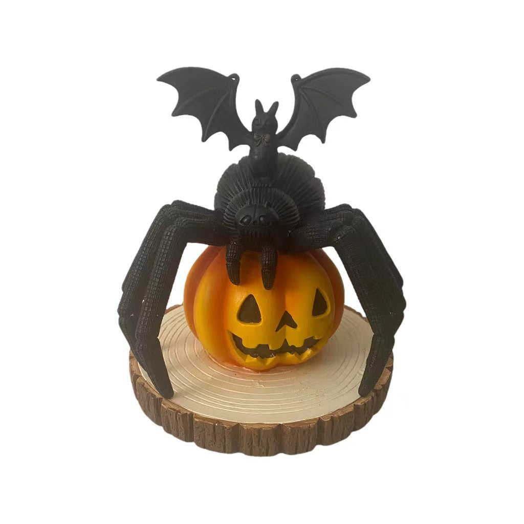 Spider on Resin Pumpkin Decor