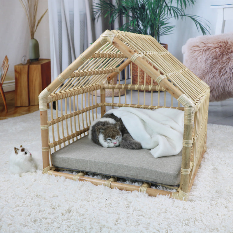 Handmade rattan cat nest