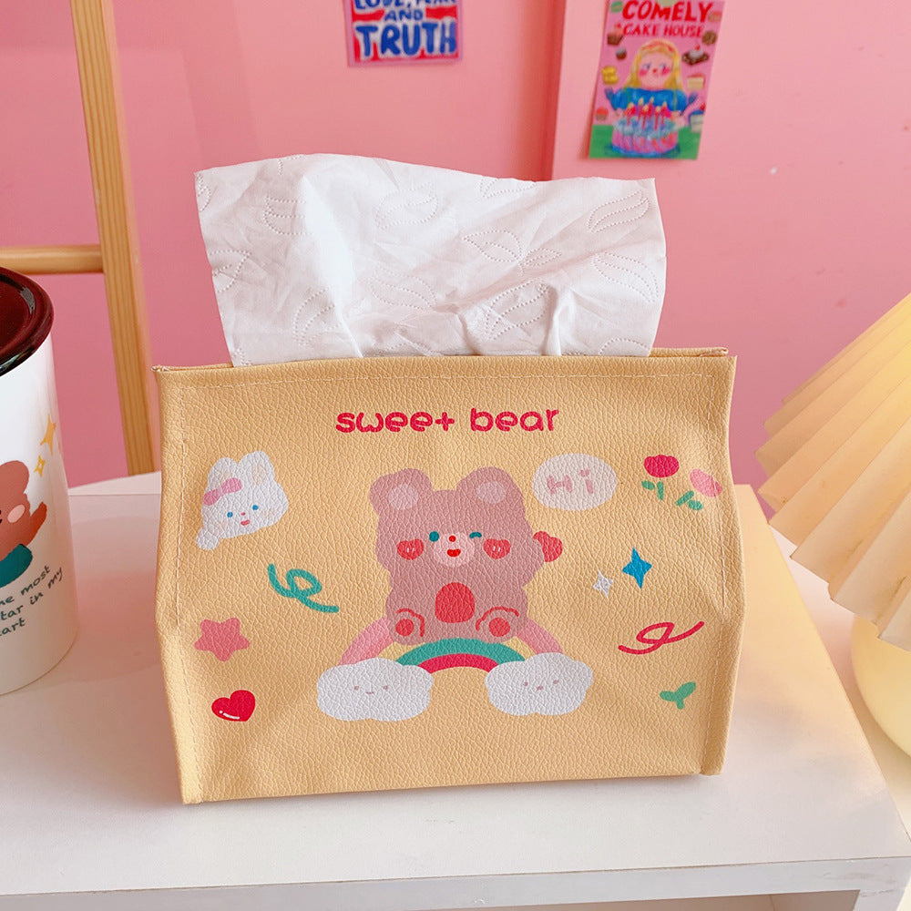 Caja de pañuelos con forma de oso en forma de corazón, PU