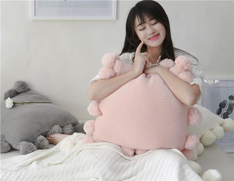 Papadog Solid Color Square Wool Pillow