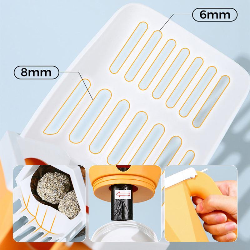 Self-cleaning litter scoop