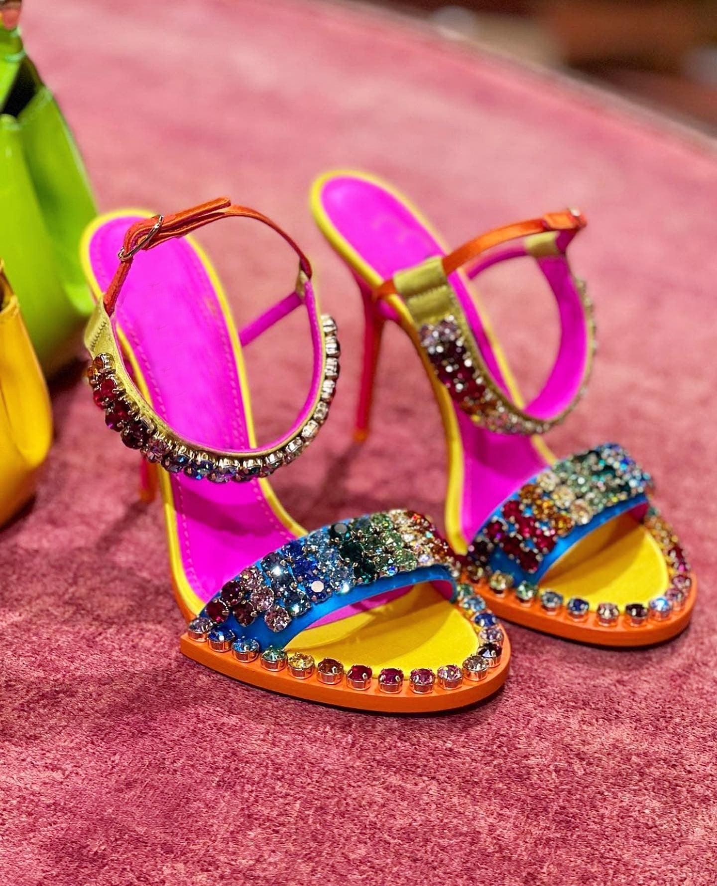 Summer Rhinestone Colorful Heels