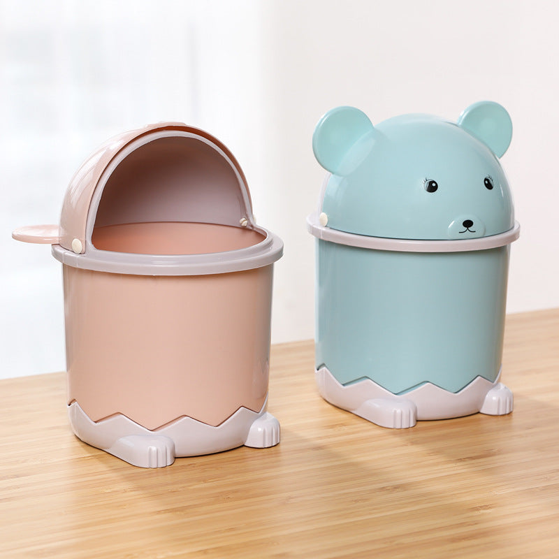 Cartoon desk trash can with lid