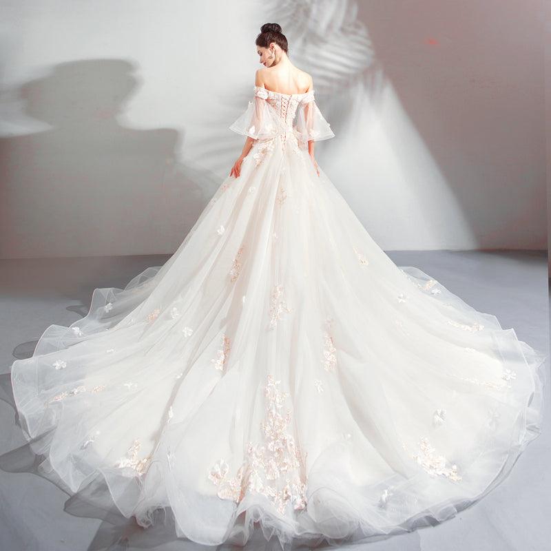 Robe de mariée de luxe en dentelle coupe A