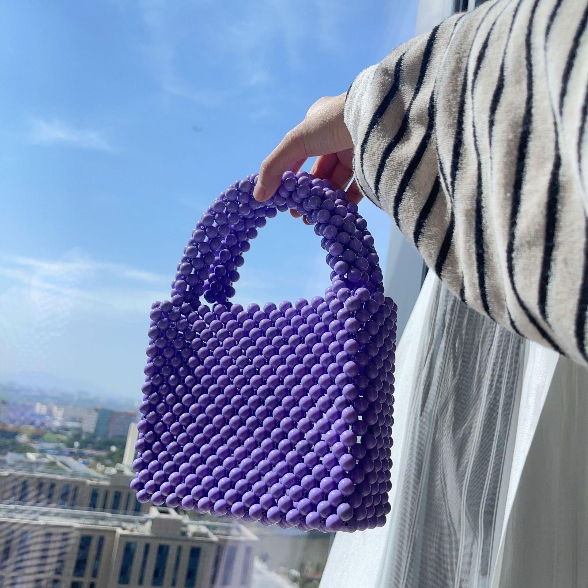 Trendy solid color beaded bags