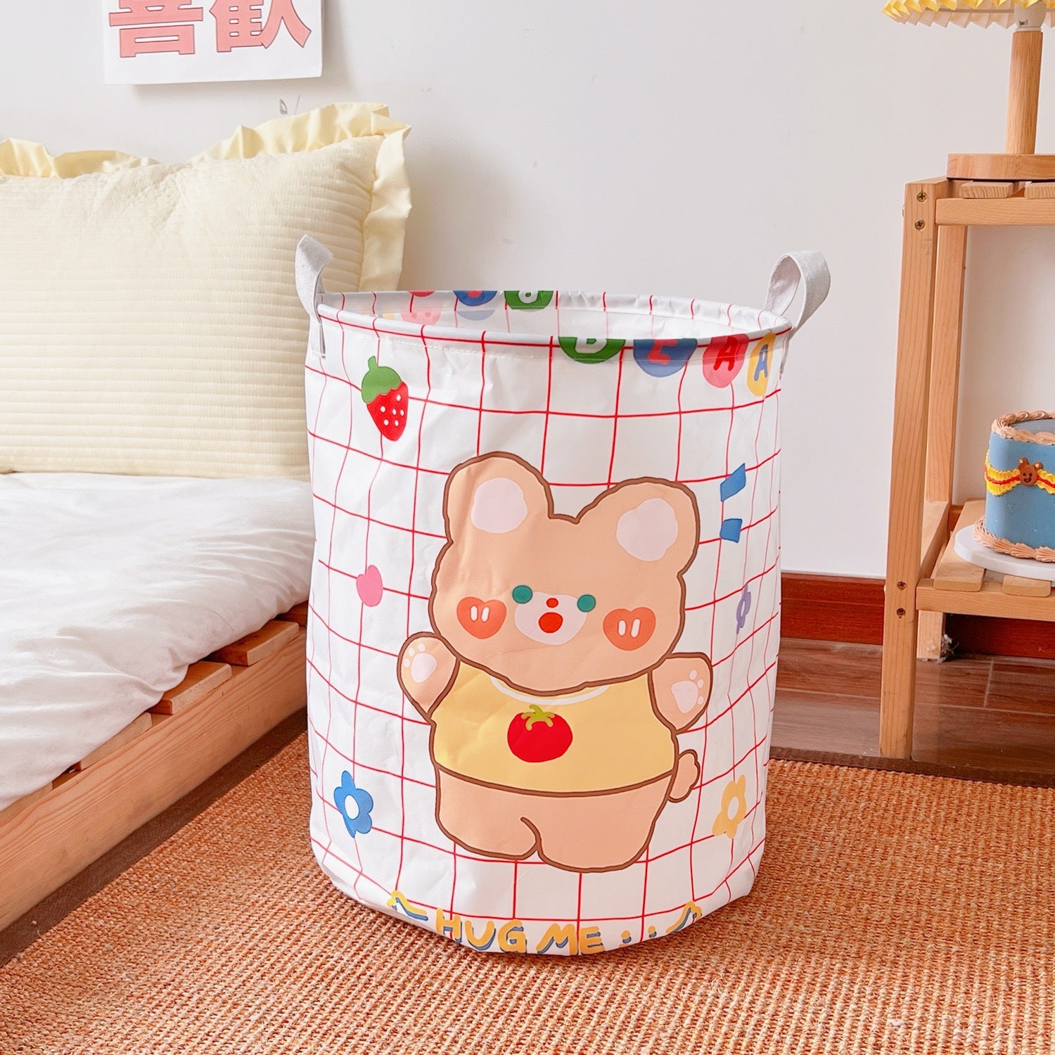 Foldable canvas laundry bin