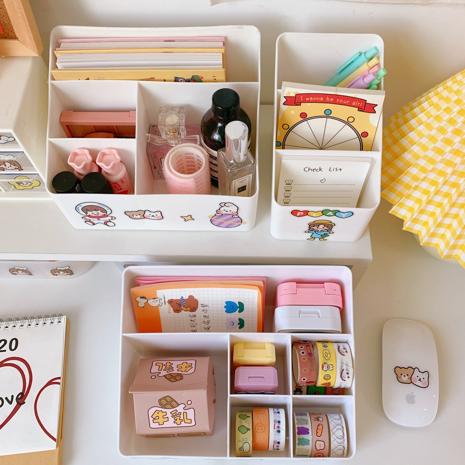 Red & White Desk Storage Box