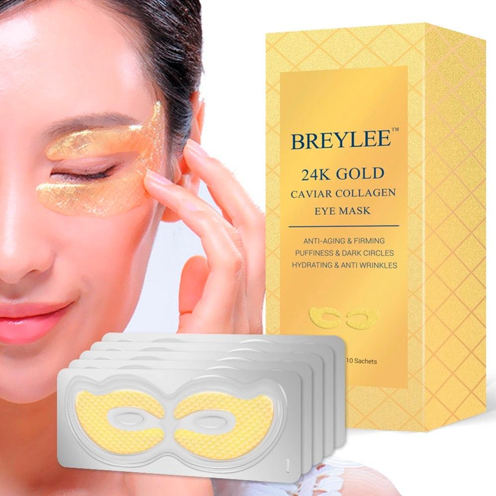 Mascarilla para ojos de oro de 24 quilates, caviar y colágeno