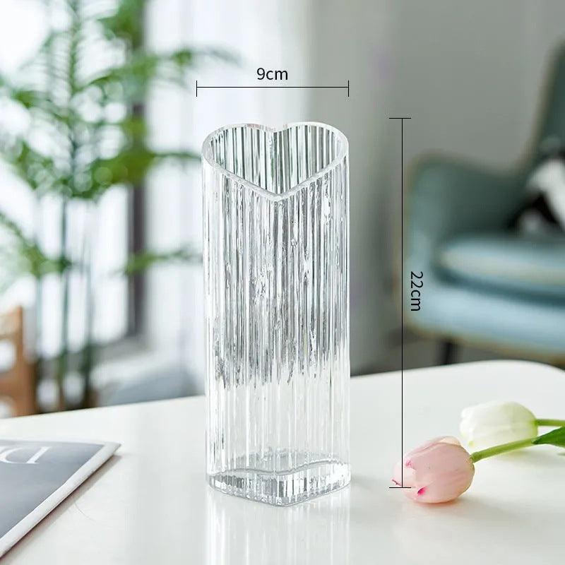 Vase d'amour en verre de luxe pour fleurs séchées