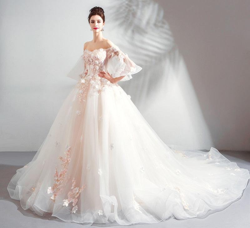 Robe de mariée de luxe en dentelle coupe A