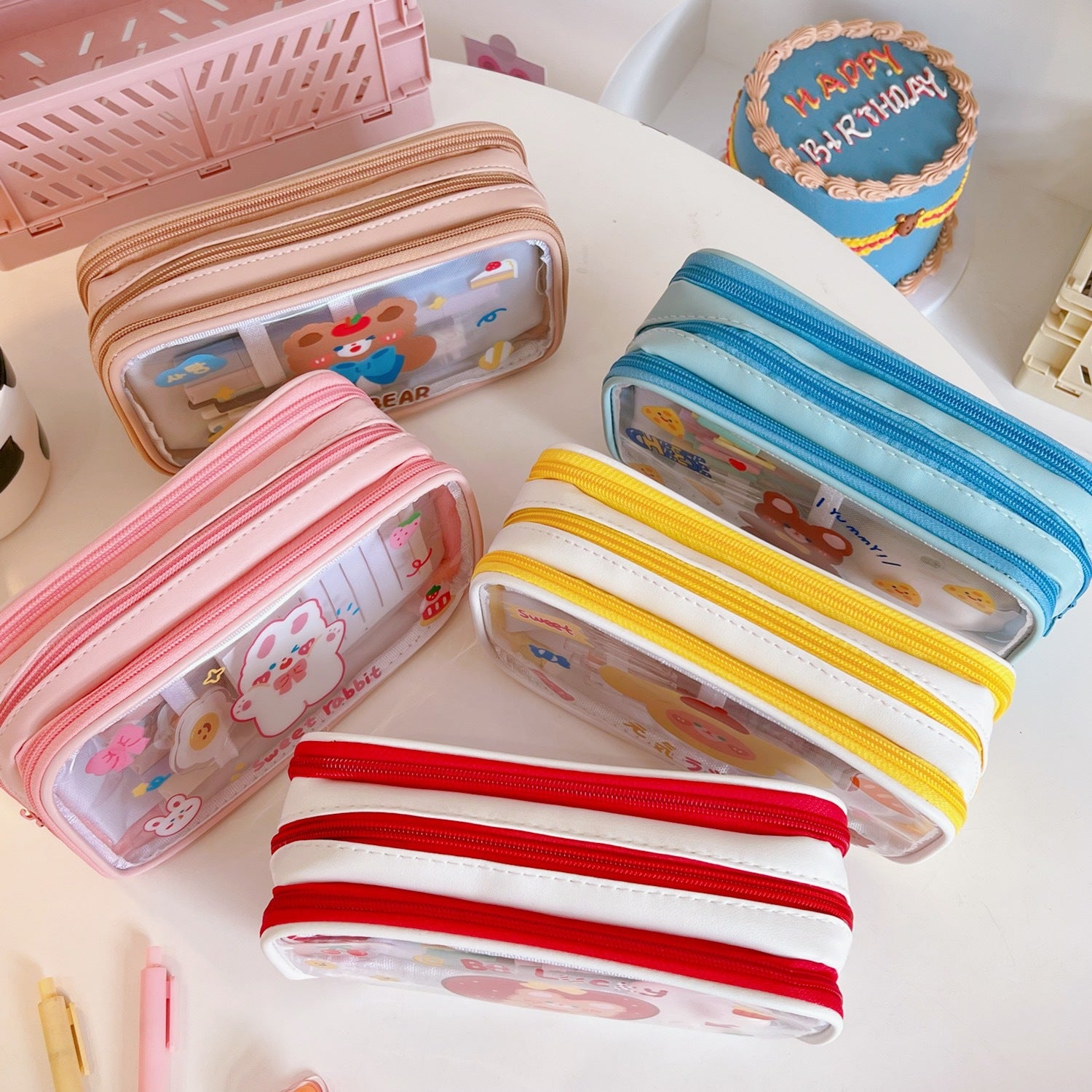 Large Clear Pencil Case with Design