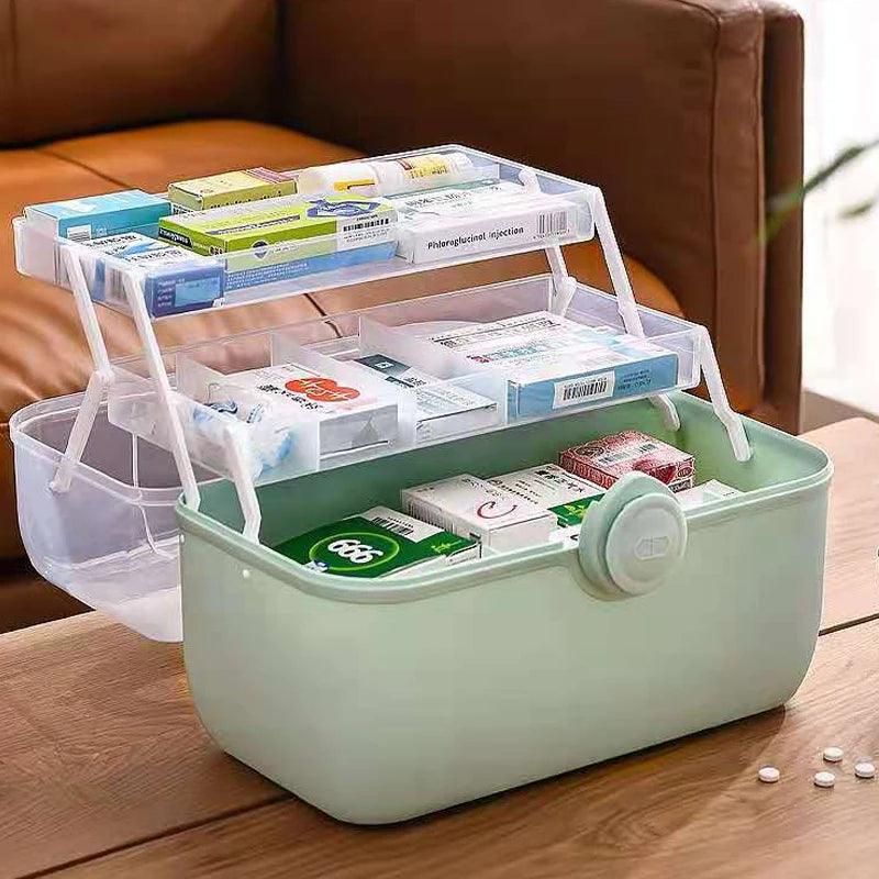 Caja grande para guardar medicamentos, botiquín de primeros auxilios portátil