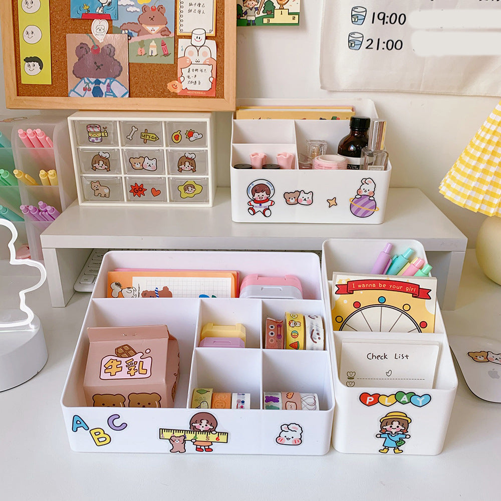 Red & White Desk Storage Box