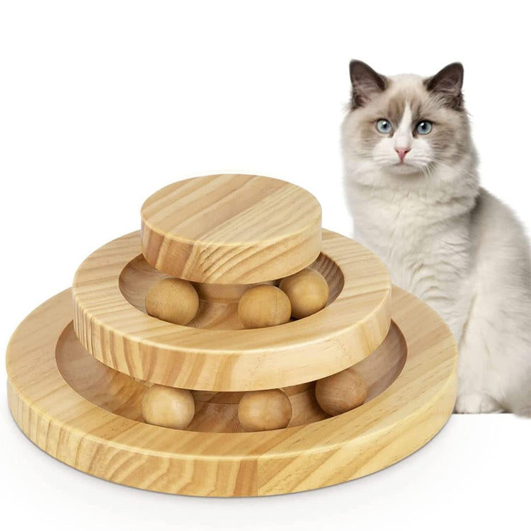 Durable wooden cat toy