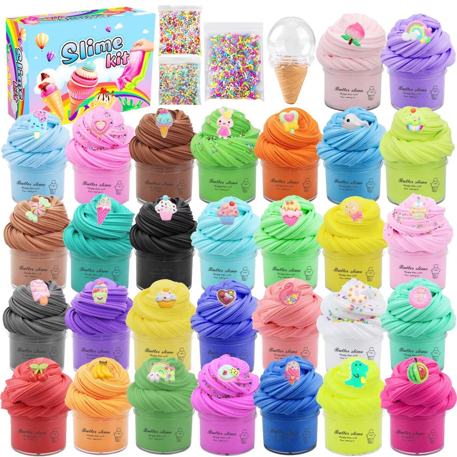 Kit de slime: mantequilla, algodón, colores