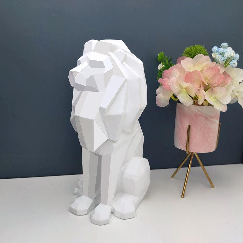 Geometric lion resin