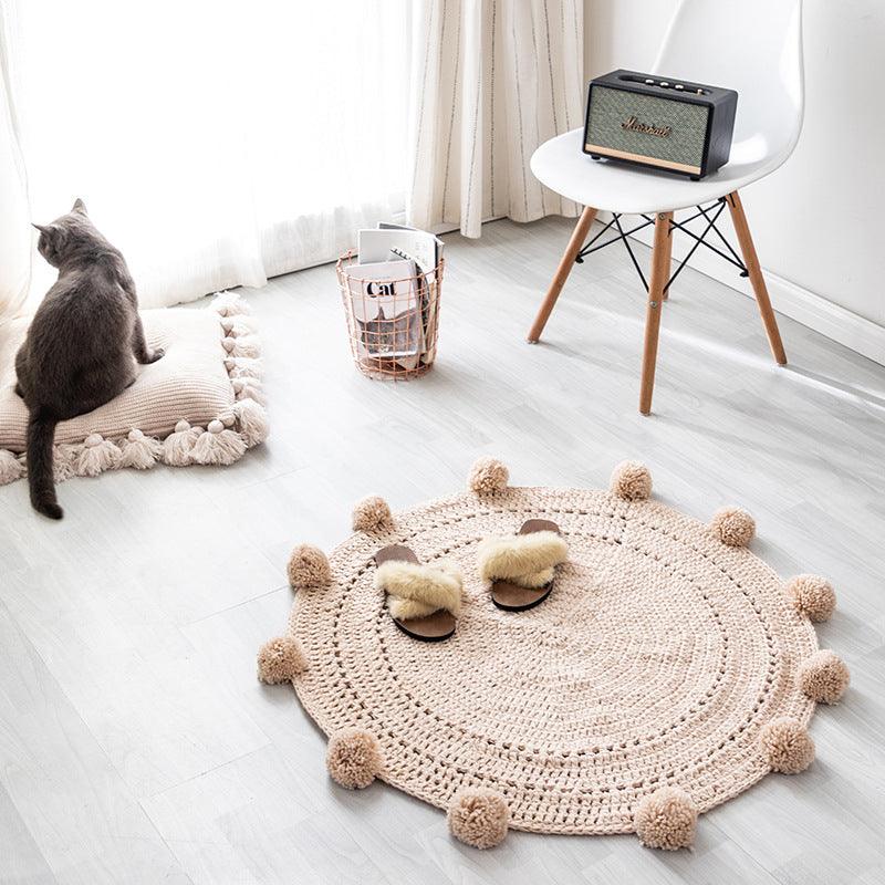 Handmade wool round rug