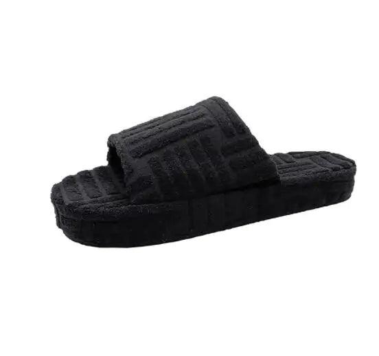 Pantuflas informales peludas para mujer