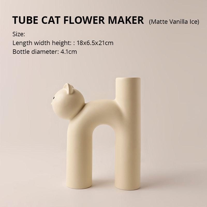 Korean Cat Tube Vase, Living Room Decor