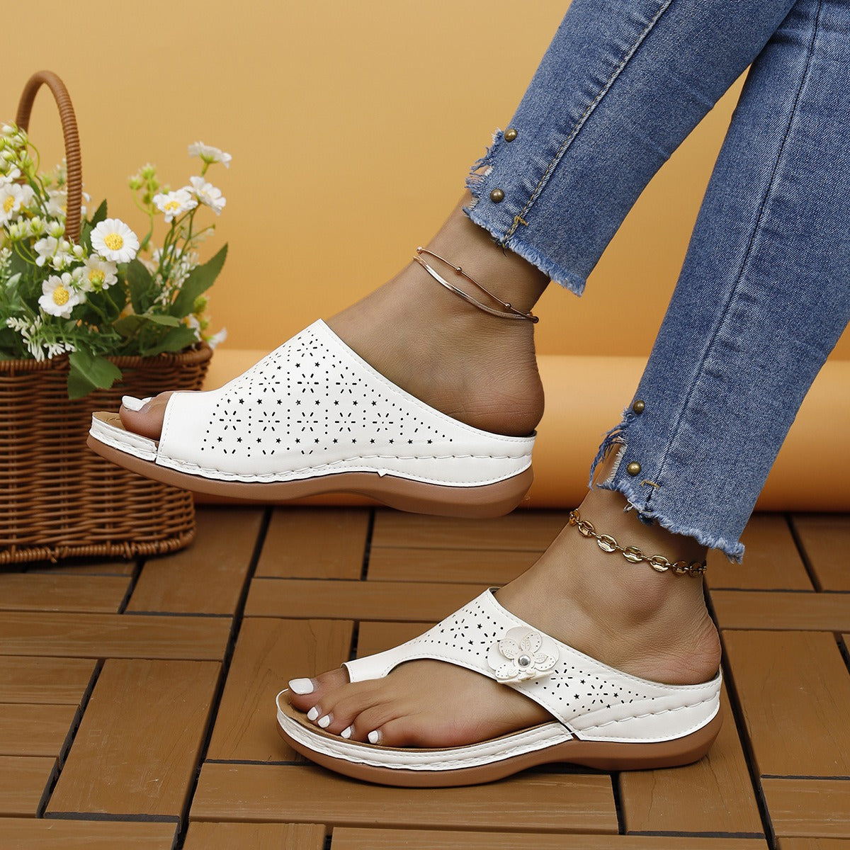 Sandalias de tacón estilo boho retro para mujer