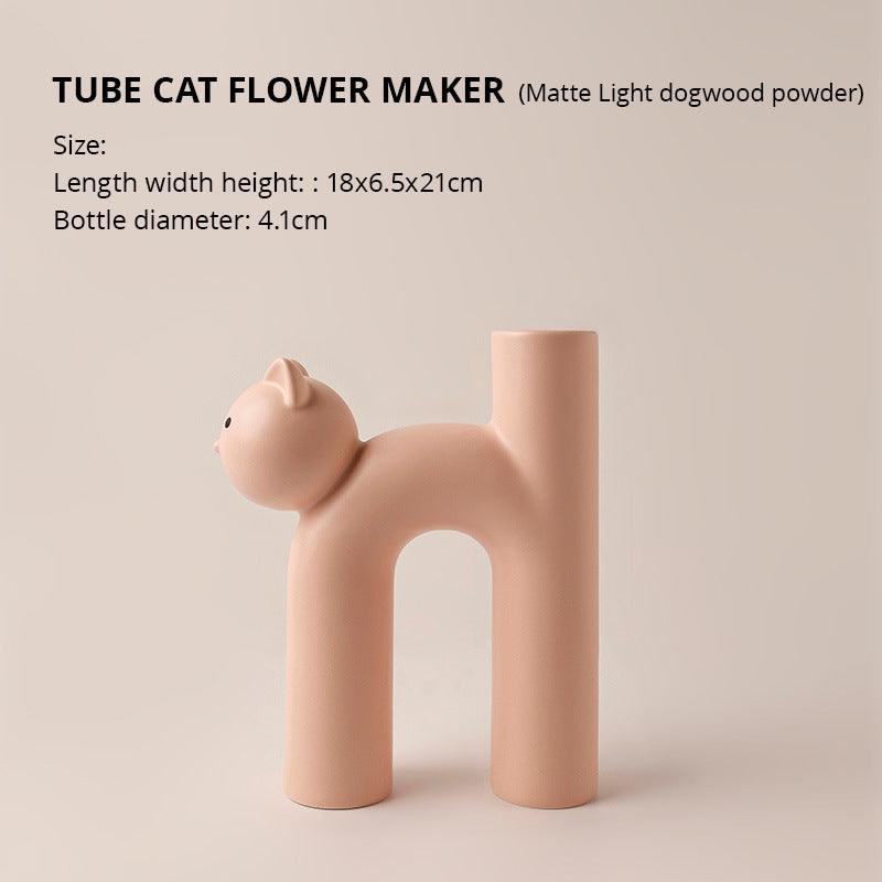 Korean Cat Tube Vase, Living Room Decor