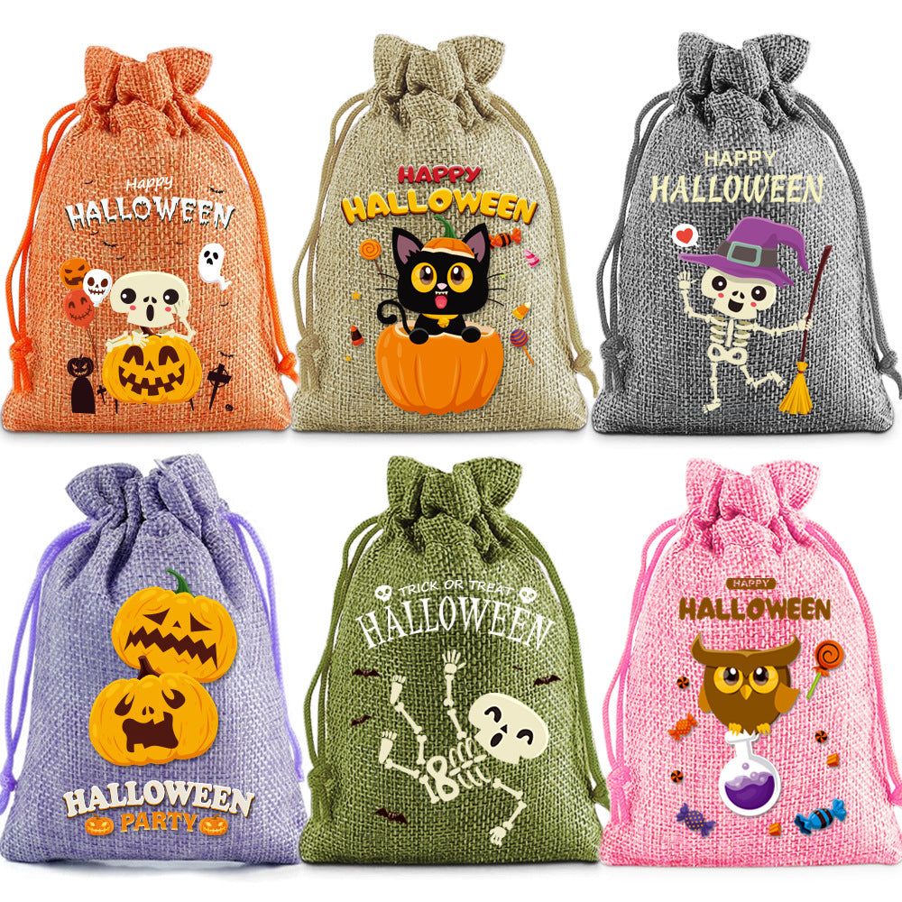 Pequeña bolsa de lino para Halloween