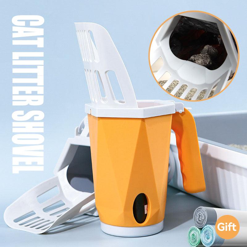 Self-cleaning litter scoop