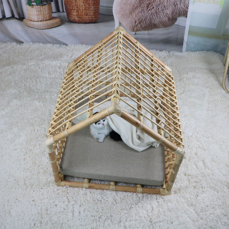 Handmade rattan cat nest