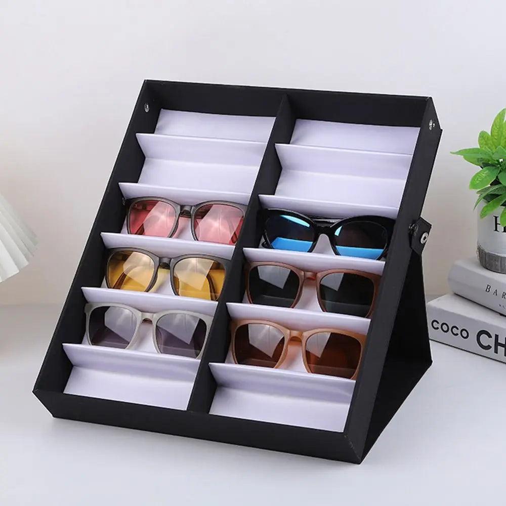 12-Pair Sunglasses Box with Multi-Grid Display