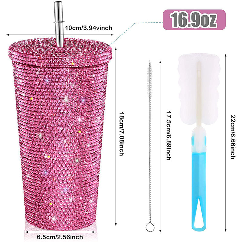 Diamond Insulated Cup with Elegant Stickers