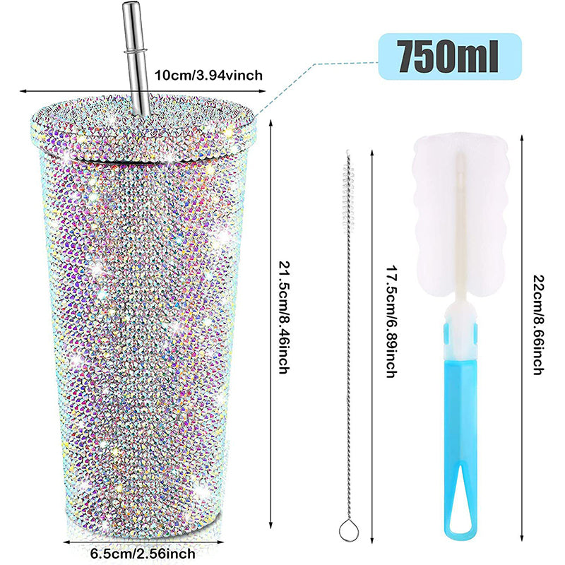 Diamond Insulated Cup with Elegant Stickers