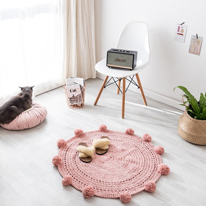 Handmade wool round rug