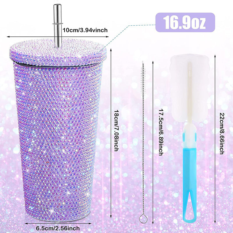 Diamond Insulated Cup with Elegant Stickers