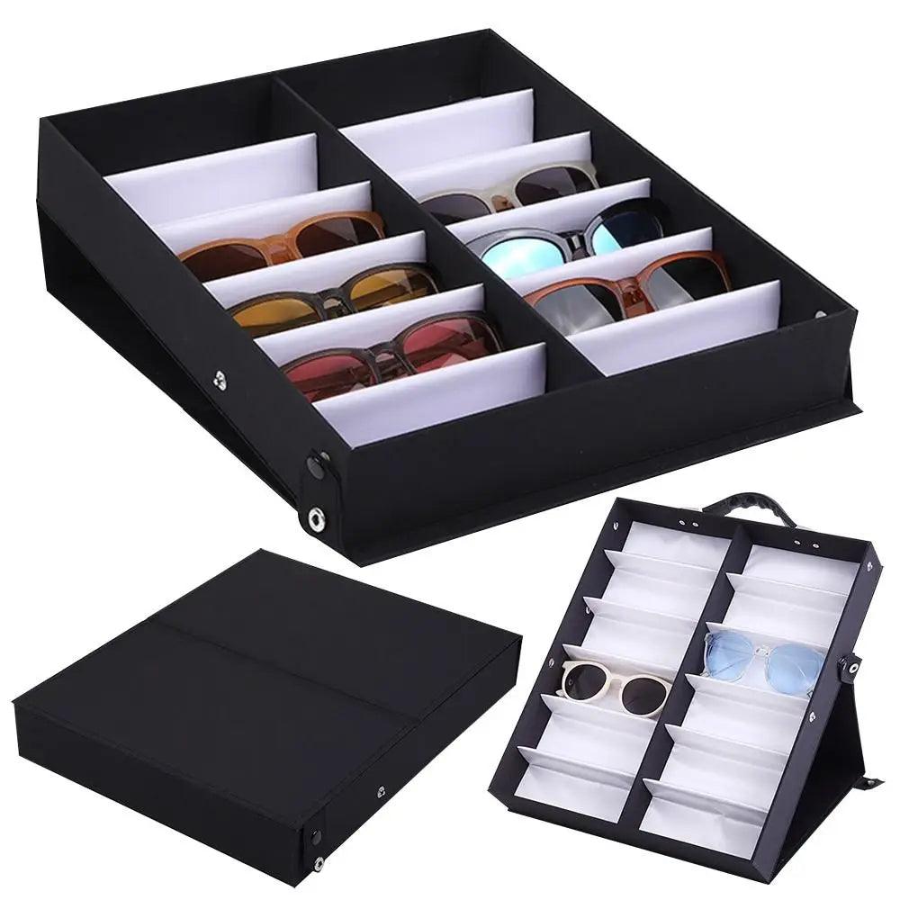 12-Pair Sunglasses Box with Multi-Grid Display