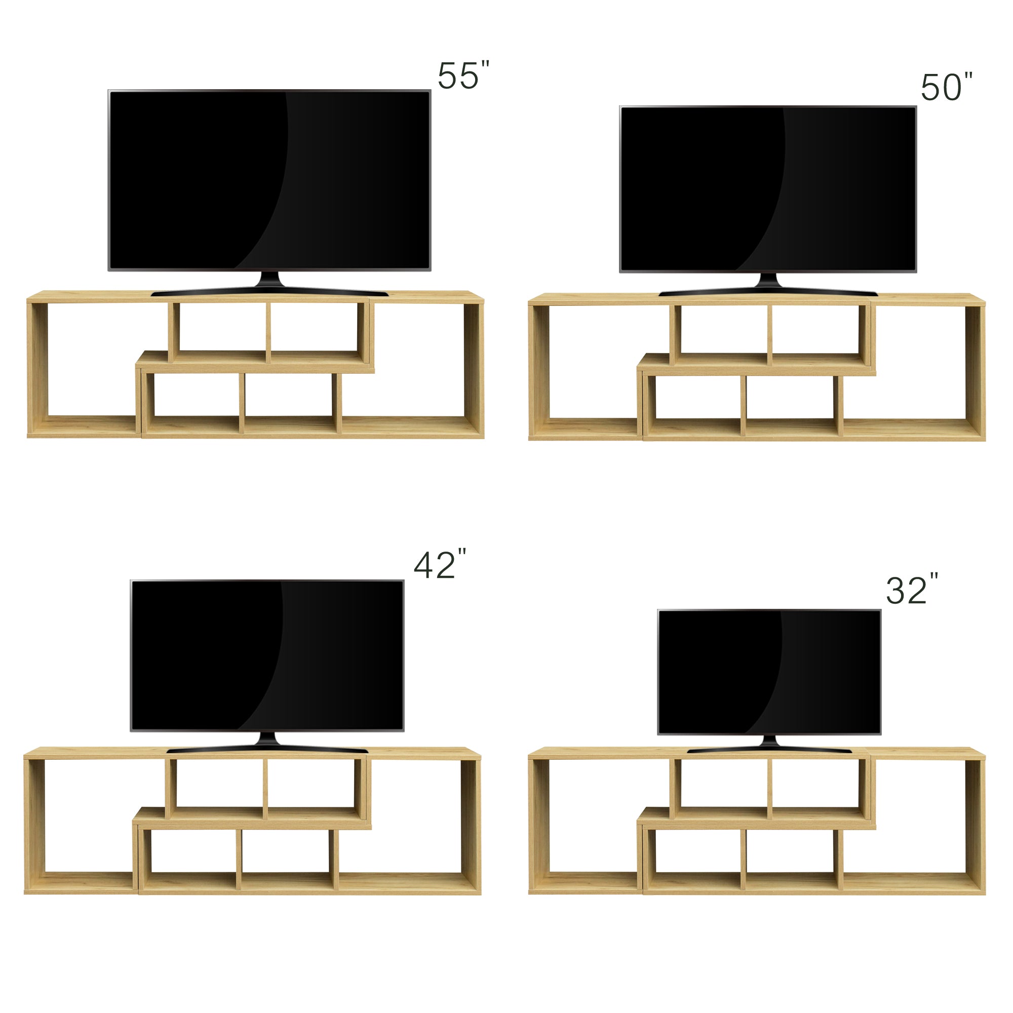 Mueble de TV de roble con doble L