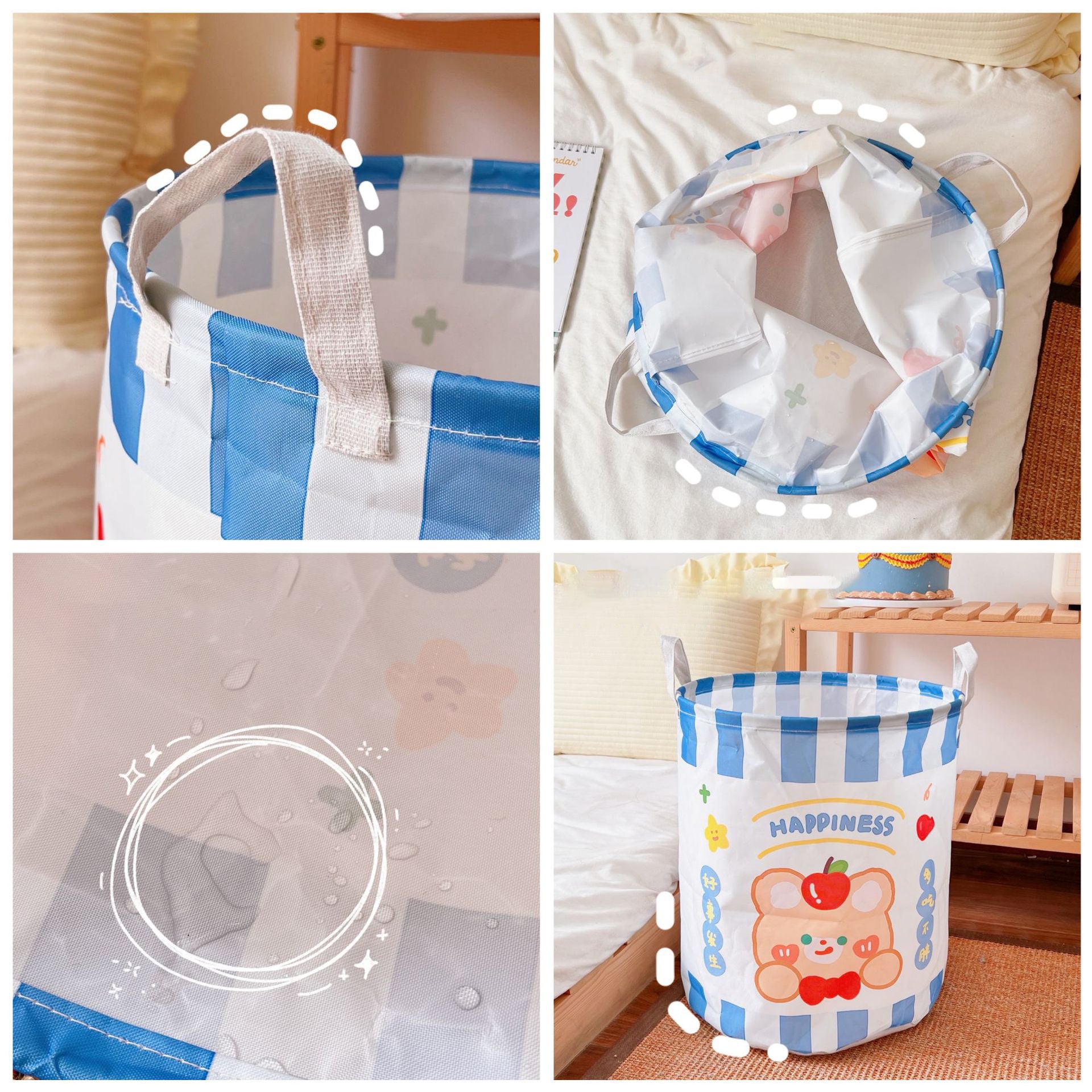 Foldable canvas laundry bin